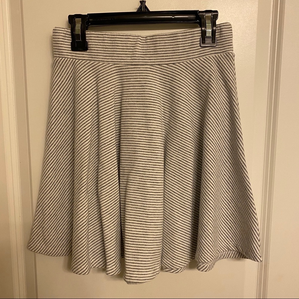 Grey and white striped skirt